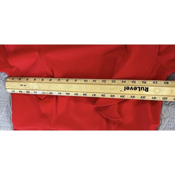 Rachel Parcell Sz L Red Ponte Knit Double Ruffle Sheath Dress Career, Party - Picture 12 of 14